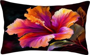 Generic Декоративная наволочка с принтом цветка гибискуса Red and Black 2