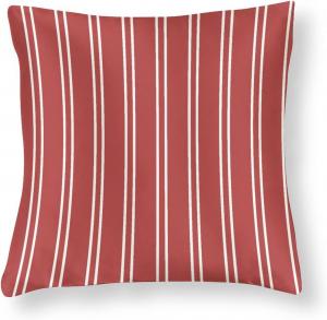 Generic Сатиновые наволочки квадратные с геометрическим полосатым красно-белым узором в стиле мид-сенчури Pattern