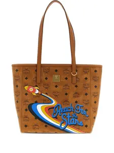 Маленькая холщовая сумка-тоут с монограммой Toni Visetos MCM, коричневый