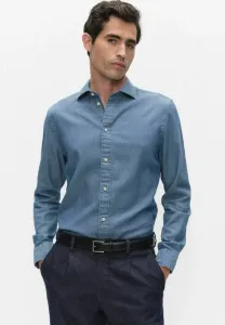 Рубашка claude structure Bläck, Mid Blue Wash