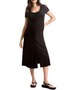 Платье миди для беременных и кормящих мам из мягкой ребристой ткани HATCH Collection, Black