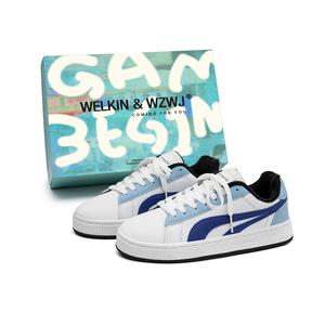 Скользостойкие износостойкие низкие скейтерские кеды унисекс WELKIN&WZWJ, синий fleece-lined