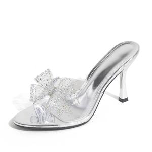 Женские тапочки-слайды с резиновой подошвой, устойчивые к истиранию, серебристые TATAYA, Silver