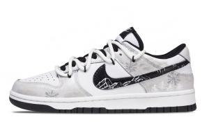 Nike Dunk Snow Scene Slip Resistant Abrasion Resistant Low top Kids' Skateboarding Shoes White Gray Teenagers