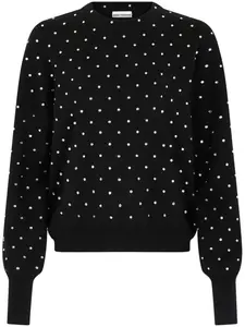 Шерстяной джемпер с кристаллами Rabanne, черный