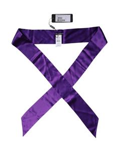 Фиолетовый атласный шелковый шарф-фуляр с узким воротом Dolce & Gabbana