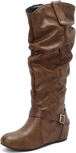 Женские ботинки средней длины с плоской подошвой, низкий клин, стиль Ренессанс, удобные повседневные ботинки, зимние ботинки на пуговицах Generic, Dark Brown