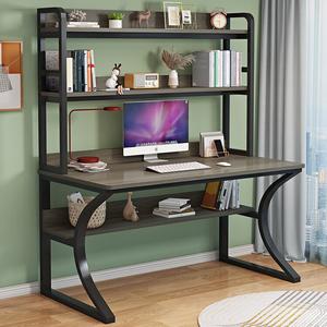 Компьютерный стол Xinmeikai с полкой, черная рама + Mani gray, 120x60x170 см