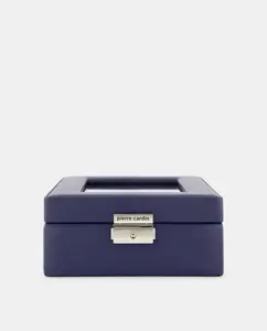 Маленький корпус для часов Pierre Cardin с прозрачной крышкой и ключом синего цвета PU