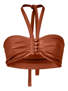 Топ с застежкой-халтер на пуговицы Lika, коричневый