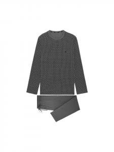 HOM Пижама Waldorf Long Sleepwear серого цвета с принтом