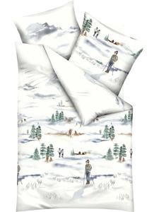 Тонкое фланелевое постельное белье белого и зеленого цветов kaeppel, 155 x 200 + 80 x 80 см