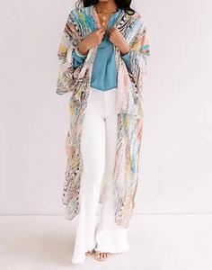 Кабана Бич кимоно в персиковом и бирюзовом цветах Umgee