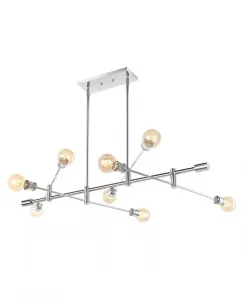 Ikon 63" подвесной светильник из железа с 8 лампами в стиле модерн середины века, регулируемый по длине рычага, линейный светодиодный Jonathan Y, chrome