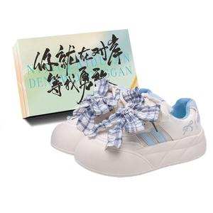 JimiXiong Женские низкие скейтерские кеды бежево-голубые с коробкой, цвет Beige Blue+Shoe Box
