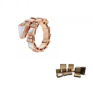 BVLGARI 18-каратное розовое золото кольцо Serpenti Viper с бриллиантами