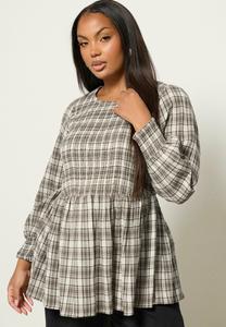 Блуза Yours Clothing CHECK SHIRRED PEPLUM , Natural/Taupe