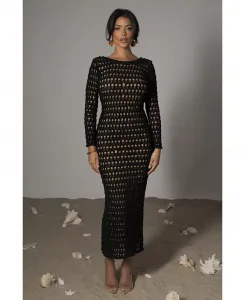 Женское платье Serene Wonders с кружевной отделкой терракотового цвета JLUXLABEL, черный