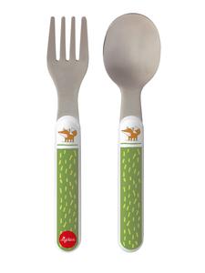 Набор столовых приборов из 2 предметов: ложка и вилка зеленого цвета Sigikid
