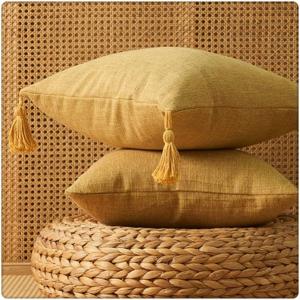 Generic Льняная наволочка с хлопком и кисточками бежевая декоративная подушка White-Dinosaur Doodle4 White-dinosaur Doodle4