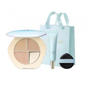 Трехцветная палитра консилера увлажняющая осветляющая выравнивание тона кожи пуховый диск 5г TIMAGE