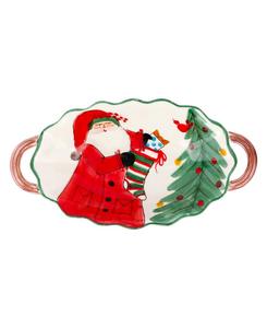 Овальная чаша с ручкой в виде зубчатого края, посвященная Старому Святому Николаю VIETRI, красный