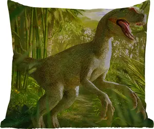 Подушка для улицы - Динозавры - Растения - Зеленый - Иллюстрация - Дети - Мальчики - 45 x 45 см - Водонепроницаемая - Подушка для отдыха - Фотоподушка - Декоративная подушка MuchoWow