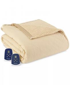 Двустороннее электрическое одеяло Micro Flannel и Sherpa Shavel, бежевый