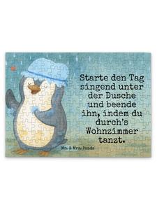 Mr. & Mrs. Panda Дизайн душевой кабины с изображением пингвина-пазла и надписью белого цвета