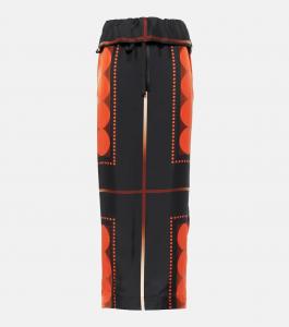 Юбка макси из шелка с принтом Lilila Khaite, Orange Multi