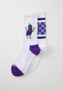 Носки Happy Socks AUBERGINE & CHECKED STRIPE SOCKS UNISEX 2 PACK, Multi/White