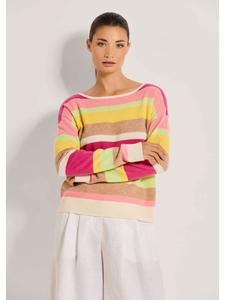 MADELEINE Кашемировый свитер в полоску абрикосового, жемчужно-белого и многоцветного оттенков