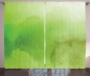 Штора ABAKUHAUS Sage Rustic, гранжевая акварельная размытость, универсальные ленточные шторы для гостиной с петлями и крючками, 280 x 245 см, цвет: яблочно-зеленый, папоротниковый Abakuhaus