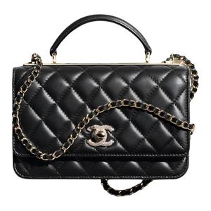 CHANEL Барабанная кожаная сумка через плечо, женская черная