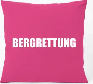 Подушка для дивана Huuraa с надписью Спасение в горах, подарочная, 40x40 см, с хлопковым наполнителем цвета фуксии, сувенир Спасение в горах Hellweg Druckerei