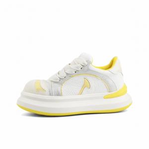 MUKALUO Скользоустойчивые износостойкие дышащие увеличивающие рост низкие женские скейтборд кроссовки желтые, цвет Yellow