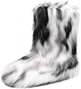 Женские короткие зимние сапоги из искусственного меха, пушистые, средней длины, теплые и удобные для улицы, на плоской подошве ZJWBB, White