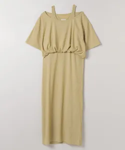 Платье-баллон с высоким вырезом и ребристой отделкой Jeanasis, цвет Yellow(62)