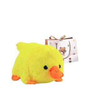 Плюшевая игрушка утконос 25 см OU DI PIG, Yellow+Bear Shopping Bag