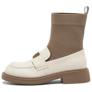 BASTO Женские эластичные сапоги-носки цвета экрю/черный