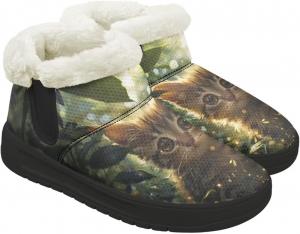 Женские зимние снегоступы с теплой пушистой подкладкой, удобные ботинки, противоскользящие, водонепроницаемые, для улицы, с черной подошвой, размер 6-13.5 Quxjehoe, Cat