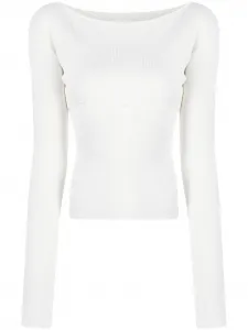 Джемпер в рубчик с вырезом-лодочкой Low Classic, белый