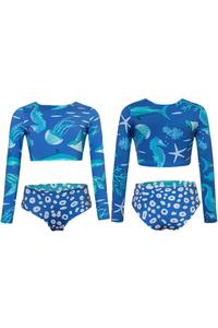 Бикини с длинными рукавами для девочек Sea Life в синем цвете Pepita & Me
