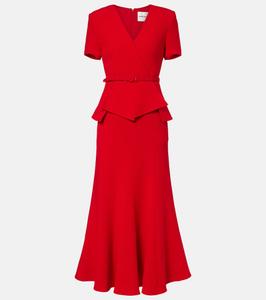 Платье миди из шерсти с драпировкой и баской Roland Mouret, красный