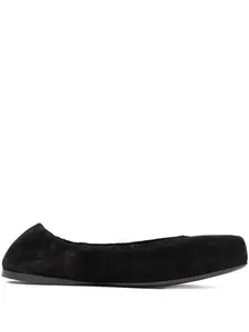 Замшевые балетки с квадратным носком Alaïa, черный