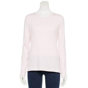 Футболка Petite Croft & Barrow с круглым вырезом и длинными рукавами, розовый