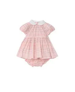 Хлопковое клетчатое платье для девочек с панталонами - для малышек Burberry, розовый