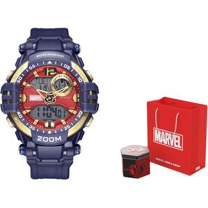 MARVEL Часы Iron Man Energy Series High School Students Watch Electronic Movement PU Strap Watch Men's Watch Black Dial