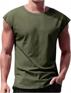 Футболка Casual для мужчин, Crew Neck, Cap Sleeve, легкая