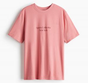 Футболка H&M With Print, розовый/New York